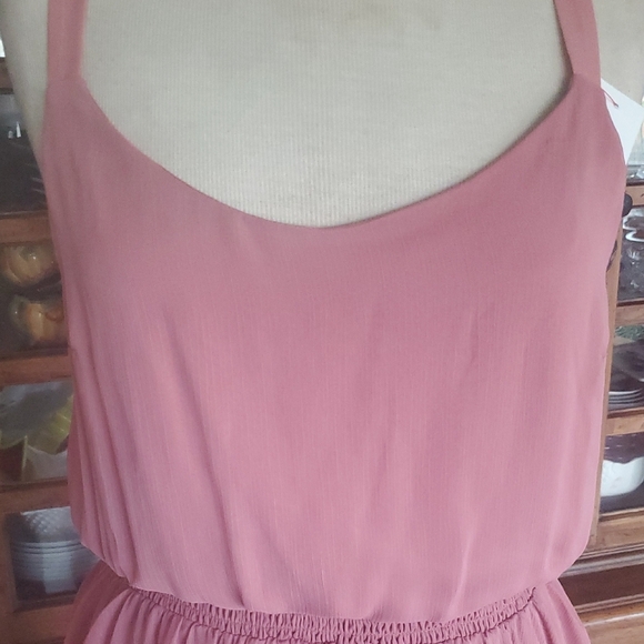 Express Pink Tiered Ruffled Scoop Neck Mini Dress - Picture 5 of 7